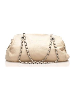 Chanel Cream Caviar CC Leather Shoulder Bag