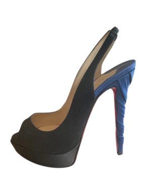 Christian Louboutin Two-Tone Satin Ruched Heel Slingbacks