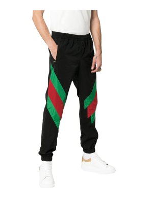 Gucci Black Web Intarsia Nylon Track Trousers