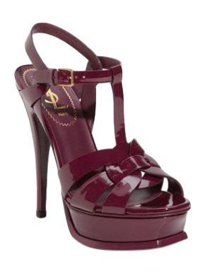 Saint Laurent Burgundy Patent Tribute Sandals