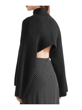 Rosetta Getty Black Asymmetric ribbed wool and cashmere-blend Jumper