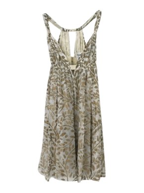 DVF white & gold printed silk sun dress