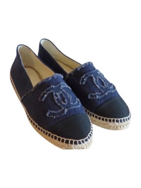 Chanel Navy Denim Espadrilles