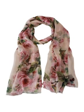 Dolce & Gabbana Pink Floral Print Silk Scarf