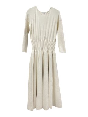 Chanel Ivory Wool Knit Pleated Dress