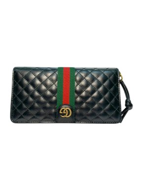 Gucci Black Quilted Leather Ophidia Zip-Around Wallet