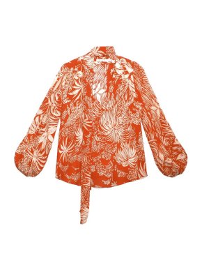 Rixo Moss Blouse in Red Oriental Jungle