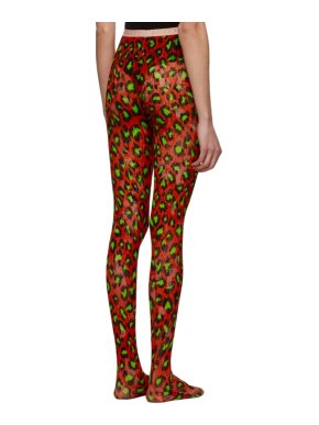 Gucci Red Leopard Print Runway Tights
