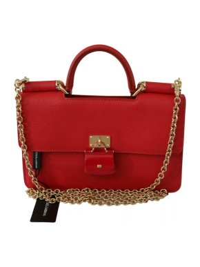 Dolce & Gabbana Red Leather Sicily Phone Wallet on Chain