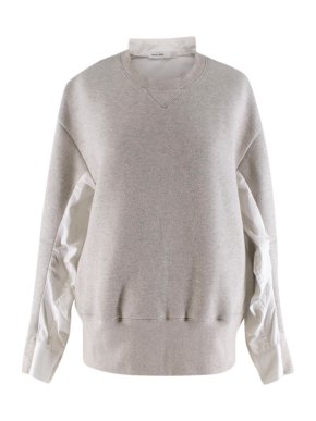 Sacai Luck Grey Jersey & Poplin Sweater