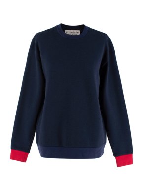 Etre Cecile Navy Pique Contrasting Cuffs Sweatshirt