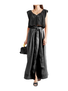 Kalita Black Linen Avedon Days Maxi Skirt