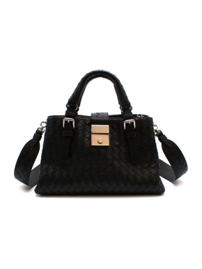 Bottega Veneta Black Leather Small Roma Bag