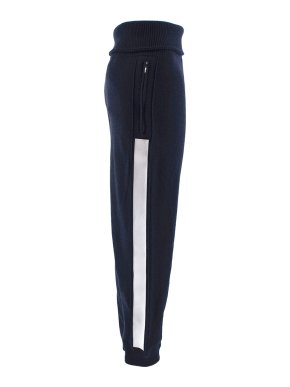 Chanel Navy Cashmere White Side Stripe Knit Joggers