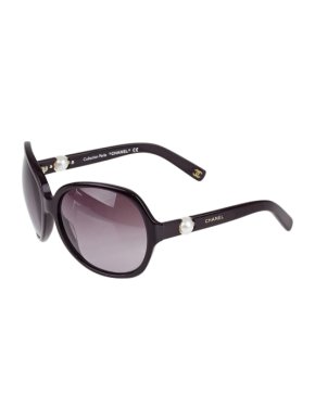 Chanel Large Indigo  cultured Pearl Detail Sunglasses