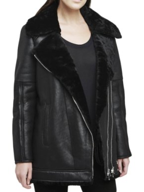 L'Agence Black Shearling/Lambskin Brando Moto jacket