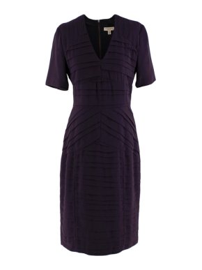 Burberry Aubergine Crepe Pleated Short Dress