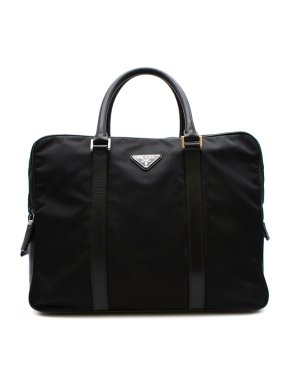 Prada Black Nylon Double Compartment Briefcase