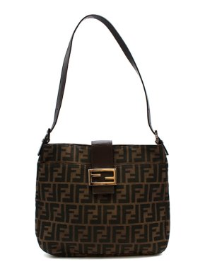 Fendi Brown Canvas Vintage Monogram Shoulder Bag