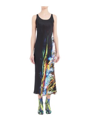 Maison Margiela Silk Blend Moving Metallics Print Dress