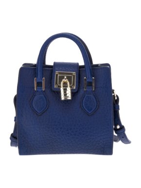 Roberto Cavalli Blue Leather Mini Satchel Crossbody Bag