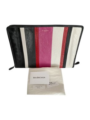 Balenciaga Striped Colourblock Zip-Around Pouch