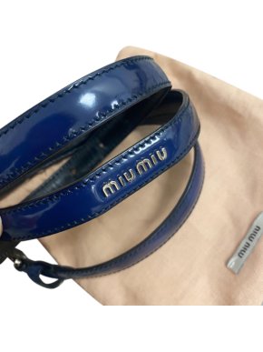 Miu Miu Navy Blue Patent Skinny Belt