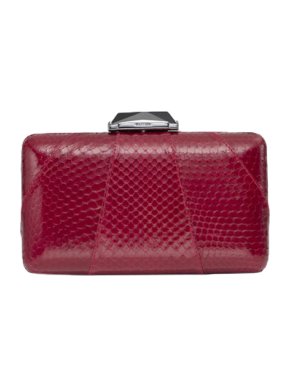 Kotur Red Snakeskin Esprey Box Clutch