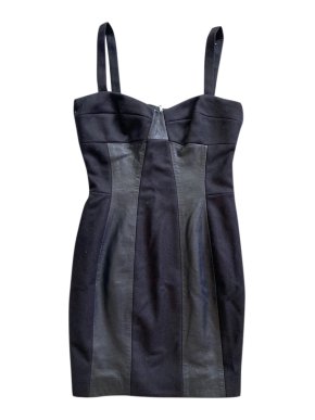 Joseph Black Wool & Leather Panelled Bustier Dress