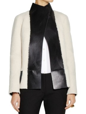 Joseph Black/Ivory Shearling & Leather Reversible Jacket