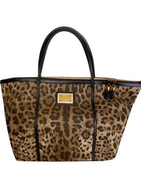 Dolce & Gabbana Leopard Canvas Tote Bag