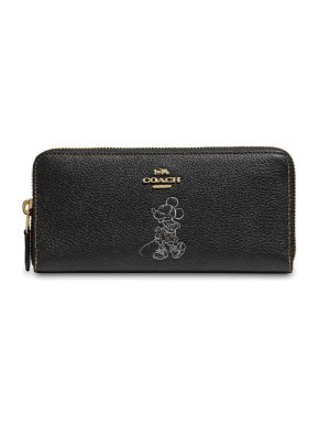 Coach x Disney Minnie Mouse Grained Leather Black Zip-Around Wallet
