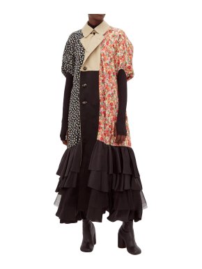 Junya Watanabe CdG Reversible Floral Print Paneled Trench Coat