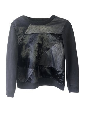 Theory Saybrook Leather, Cotton & Calfhair Jumper