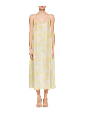 Dries Van Noten Delax V-neck Floral-print Dress With Crystal Straps