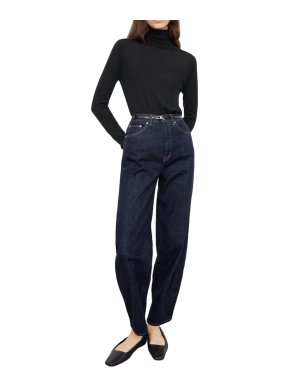 Toteme Barrel Leg Denim Raw Blue Jeans