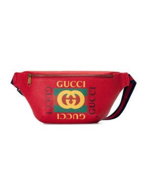 Gucci Red Leather Vintage Print Crossbody Bag