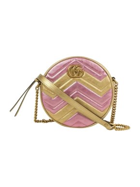 Gucci Metallic Pink/Gold GG Marmont Round Crossbody Bag