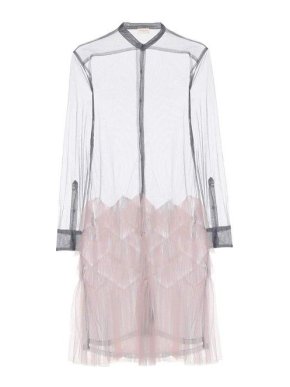 Dries Van Noten Grey & Pink Tulle Shirt Dress