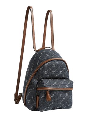 Stella McCartney Leather Trimmed Denim Logo Backpack