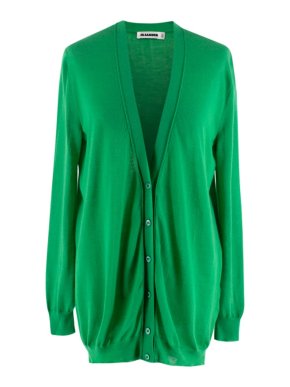 Jil Sander Green Cashmere Knit Cardigan