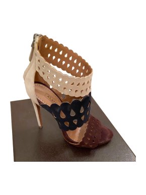 Alaia Tri-Colour Suede Lasercut Sandals