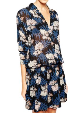 Ganni Blue Georgette Park Row Shirt Dress