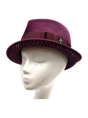Philip Treacy Burgundy Wool Felt Fedora Hat