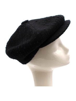 Studio Donegal Black Tweed Hand Woven Gatsby Cap