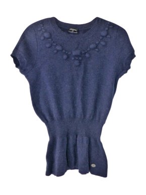 Chanel Blue Wool Elasticated Waist Knit Top