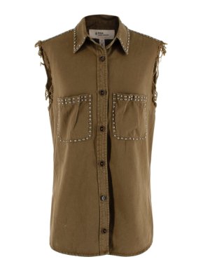 Isabel Marant Etoile Khaki Studded Sleveless Shirt