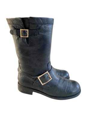 Jimmy Choo Black Leather Youth Biker Boots