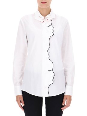 Vivetta White Cotton Embroidered Face Shirt