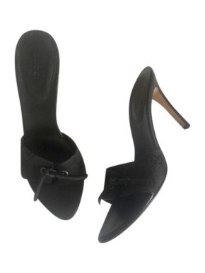 Gucci By Tom Ford Vintage Supreme Canvas Leather Tie Mules